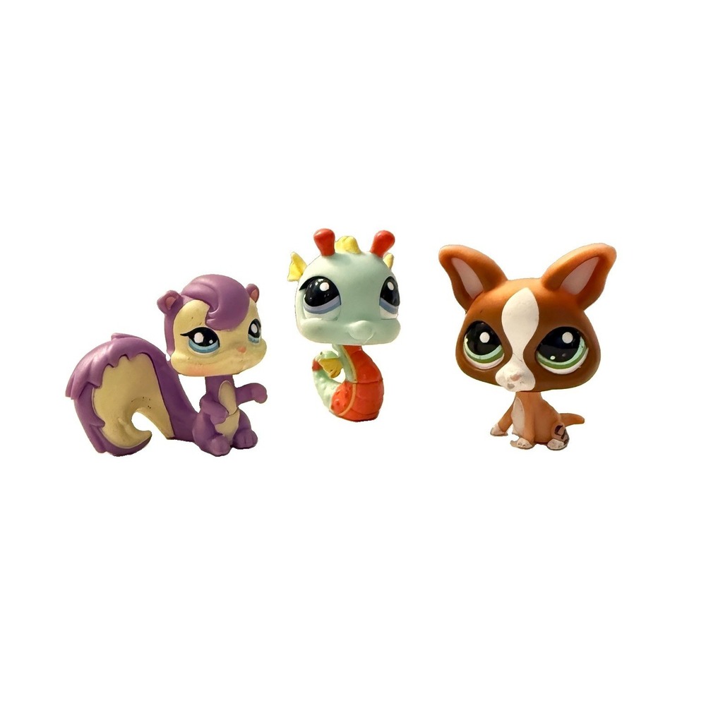 LPS Littlest Pet Shop G2 #1566 #1567 #1568 Complete 3 Pet Tube Set Hasbro